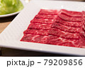 Raw beef in Japanese restaurant. This restaurant specializes in grilled meat. 79209856
