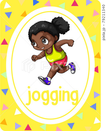Vocabulary flashcard with word Jogging 79211340