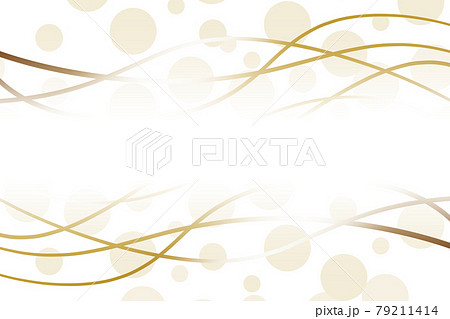 波模様の背景 長方形 ゴールドライン 水玉模様のイラスト素材
