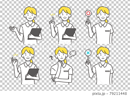 6つのポーズをとる女性看護師のベクターイラスト素材/薬剤師/介護 6つのポーズをとる女性看護師のベクターイラスト素材/薬剤師/介護 79211448
