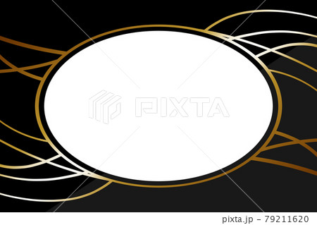 楕円形のフレーム ブラック ゴールドラインのイラスト素材