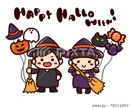ハロウィンと仮装した子供 79211667