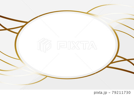 楕円形のフレーム ホワイト ゴールドラインのイラスト素材