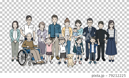 人々 老若男女 群衆 大勢 家族 セット イラスト素材のイラスト素材