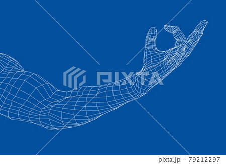 Hand hold some tiny or thin object. Vector 79212297