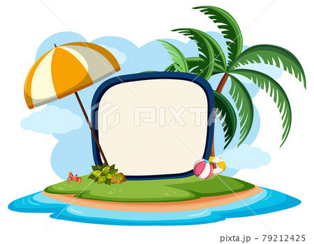 Empty banner template with summer beach element isolated 79212425