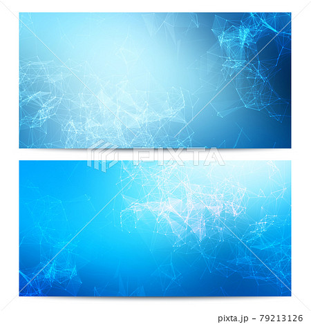 Vector horizontal banners set with polygonal abstract shapes, with circles, lines, triangles. Polygonal banners Vector horizontal banners set with polygonal abstract shapes, with circles, lines, triangles. Polygonal banners 79213126