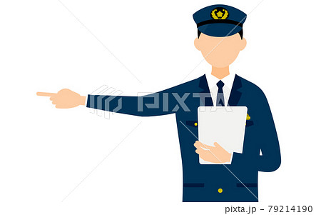 若い男性警官のポーズ、案内する 79214190