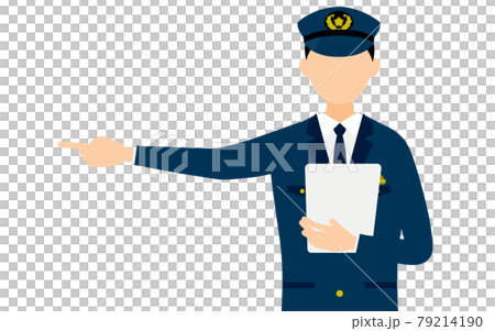 若い男性警官のポーズ、案内する 79214190