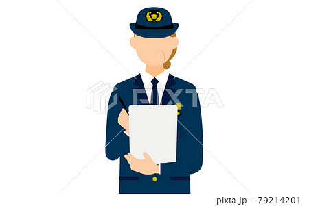 シニア女性警官のポーズ、取り締まり 79214201
