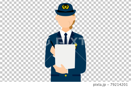 シニア女性警官のポーズ、取り締まり 79214201