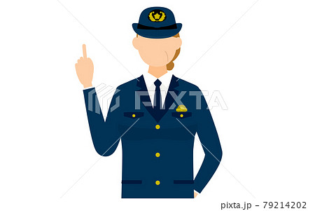 シニア女性警官のポーズ、指さし 79214202