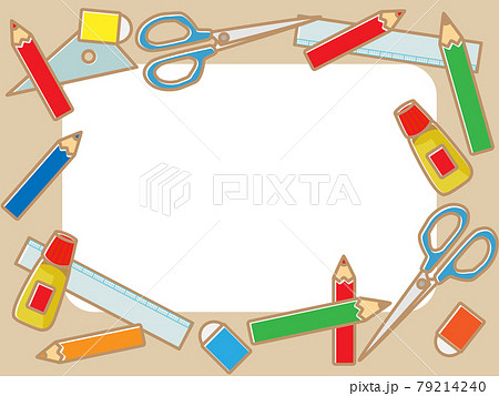 School stationery frame_flat_brown frame - Stock Illustration [79214240] -  PIXTA