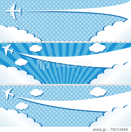 Banner advertisement WEB summer sky contrail cloud frame copy space background blue light blue illustration set 79214409