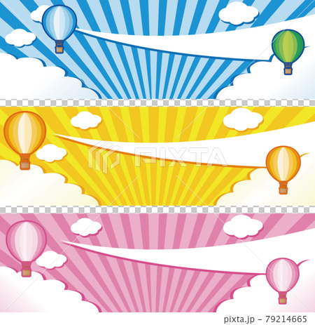 バナー　広告　WEB　夏　空　気球　雲　フレーム　コピースペース　背景　イラスト素材セット 79214665