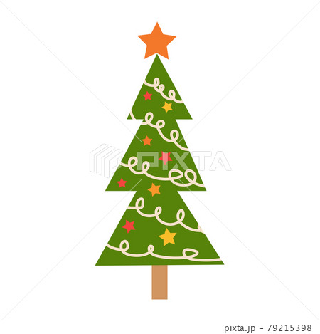 Hand drawing fir tree, Christmas ornaments, stars and snowflakes. Holiday poster with Christmas symbols. 79215398