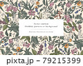Hand drawn perfumery and cosmetics ingredients banner. Decorative background with vintage aromatic plants, fruits, spices, herbs for perfumery. Organic cosmetics design template. Aromatic plants flyer 79215399