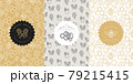 Vector logo, packaging design templates in trendy linear style - natural honey packaging - typography labels and with floral patterns. Flower pattern. Pattern for honey package. Ornamental background. 79215415