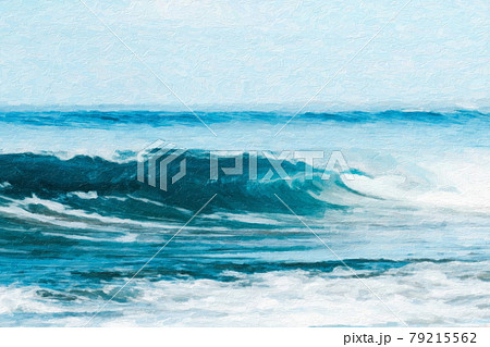海岸に打ち寄せる波のイラスト素材