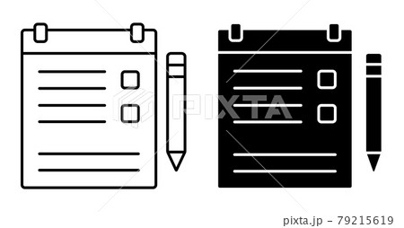 Linear icon. Tablet with clip for sheet of paper. Tablet for keeping list, list of important things to do. Completing assignments. Simple black and white vector 79215619