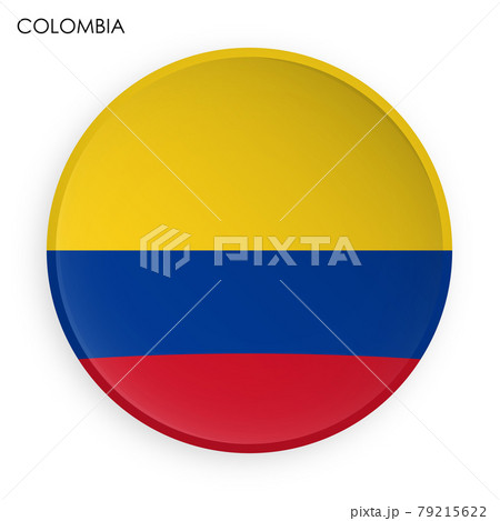 Colombia flag icon in modern neomorphism style. Button for mobile application or web. Vector on white background