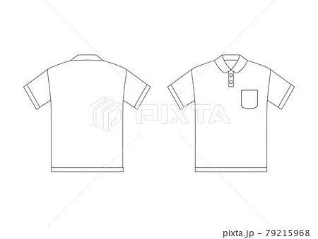 ポロシャツ半袖 ポケット付き テンプレート 表裏 白 ポロシャツ半袖 ポケット付き テンプレート 表裏 白 79215968