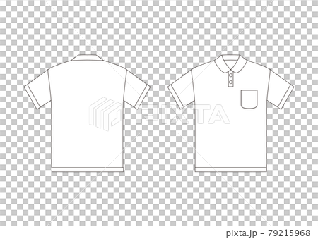 ポロシャツ半袖 ポケット付き テンプレート 表裏 白 ポロシャツ半袖 ポケット付き テンプレート 表裏 白 79215968