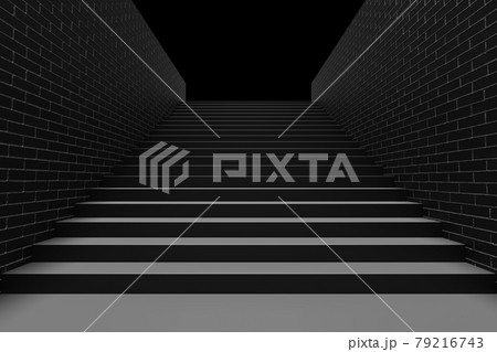 Black staircase in underground passage in dark 79216743