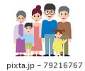 家族 親子父 母 女の子 男の子 祖父 祖母 79216767