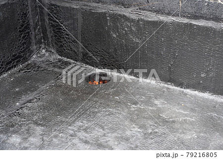 rainwater drain. Flat roof drain close up rainwater drain. Flat roof drain close up 79216805