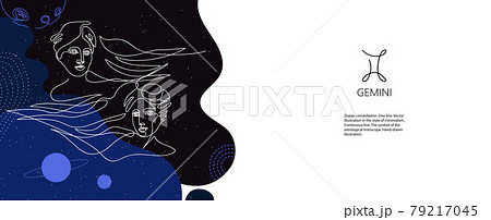 Zodiac background. Gemini constellation. The element of air. 79217045