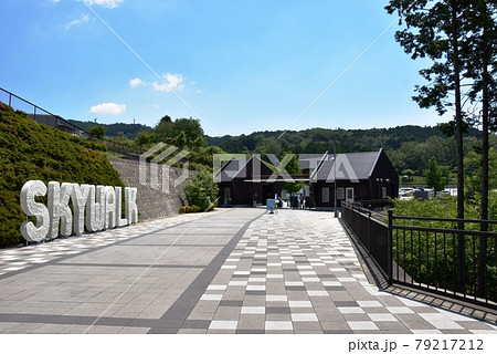 三島市　三島スカイウォークの南ゲートと周遊路と新緑 79217212