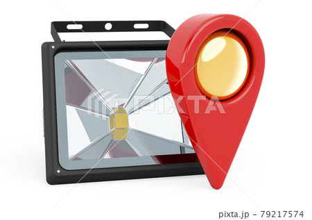 Map pointer with spotlight LED. 3D rendering 79217574