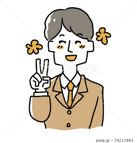 ピースをしているスーツの男性 79217865