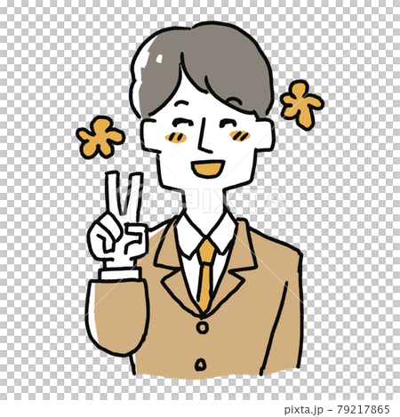 ピースをしているスーツの男性 79217865
