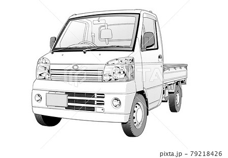 漫画風ペン画イラスト 車 軽トラのイラスト素材