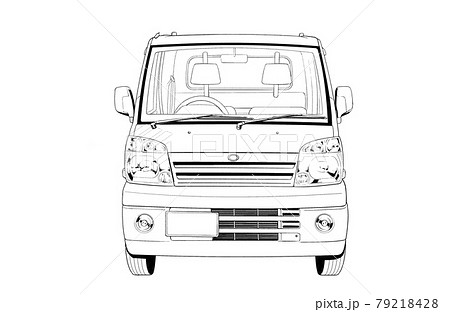 漫画風ペン画イラスト 車 軽トラのイラスト素材