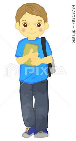 新学期!ノートとリュックを背負った白人の少年 新学期!ノートとリュックを背負った白人の少年 79218784