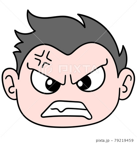 Head boy face shocked scared doodle icon drawing Vector Image