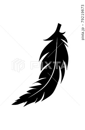 illustration of an old feather. Feather silhouette. Retro image of letter with feather icon. 79219673