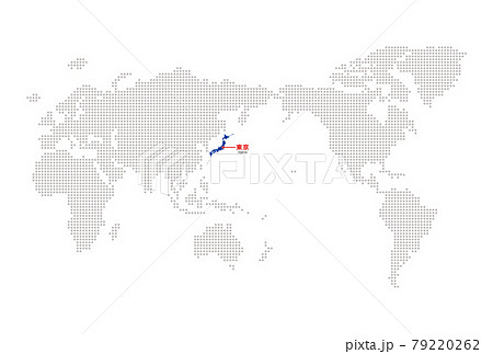 日本の首都 東京の場所 世界地図版 シンプルで見やすいインフォグラフィックデザインのイラスト素材