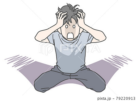 絶望 ガーン ショックを受ける男性のイメージイラストのイラスト素材