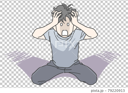 Image illustration of a man holding his head in despair 79220913