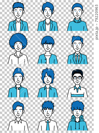 いろいろな髪型・服装の男性セット 79220963