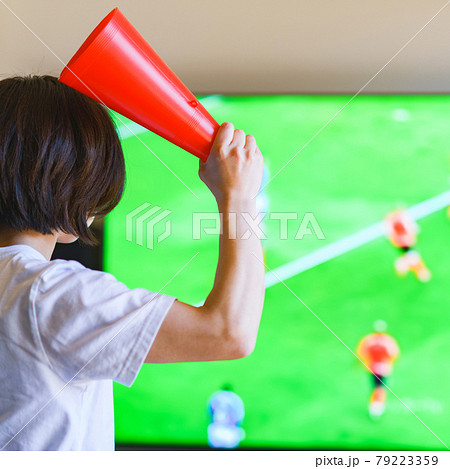 テレビを見る中年女性 テレビを見る中年女性 79223359