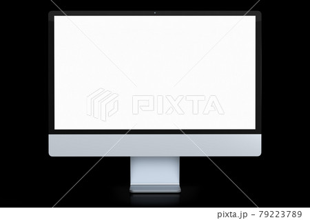 Realistic grey computer screen display isolated on black background. Realistic grey computer screen display isolated on black background. 79223789