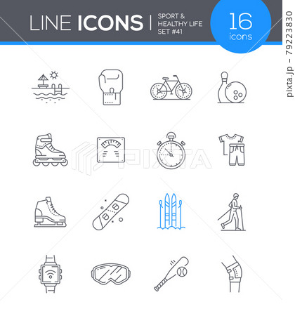 Sport and Healthy lifestyle - line design style icons set 79223830