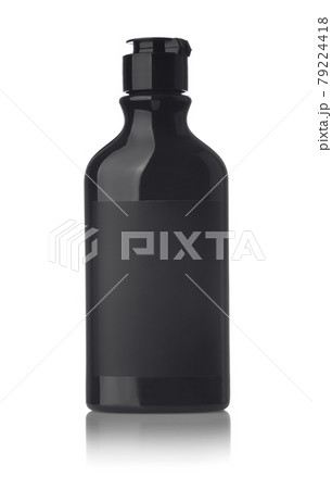 Black cosmetic bottle with blank label 79224418
