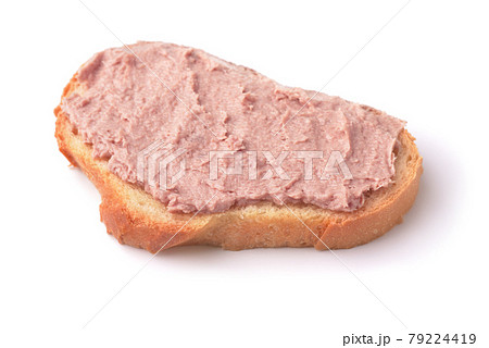 Slice of wheat bread with liver pate 79224419