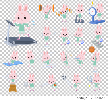 エクササイズやスポーツに関するうさぎの男の子のセット 79224643